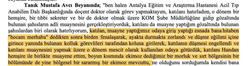 Aussage des Notarztes Mustafa Avci
