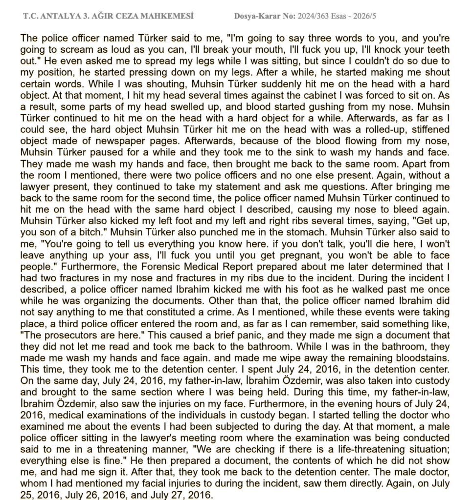 REPORT ON SYSTEMIC IMPUNITY IN THE CASE OF EYÜP BİRİNCİ 4 Protocol of physical injuries
